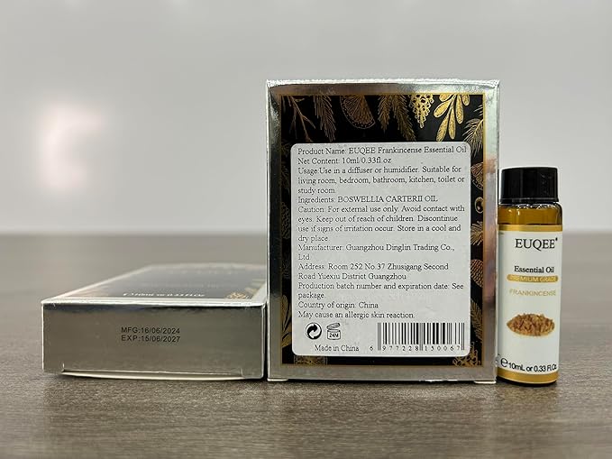 Frankincense Essential Oil 10 ml Pure Essential Oil with Glass Drop Great for Diffusers,Aromatherapy, Soap & Candle Making, Humidifier - 0.33 Fl oz