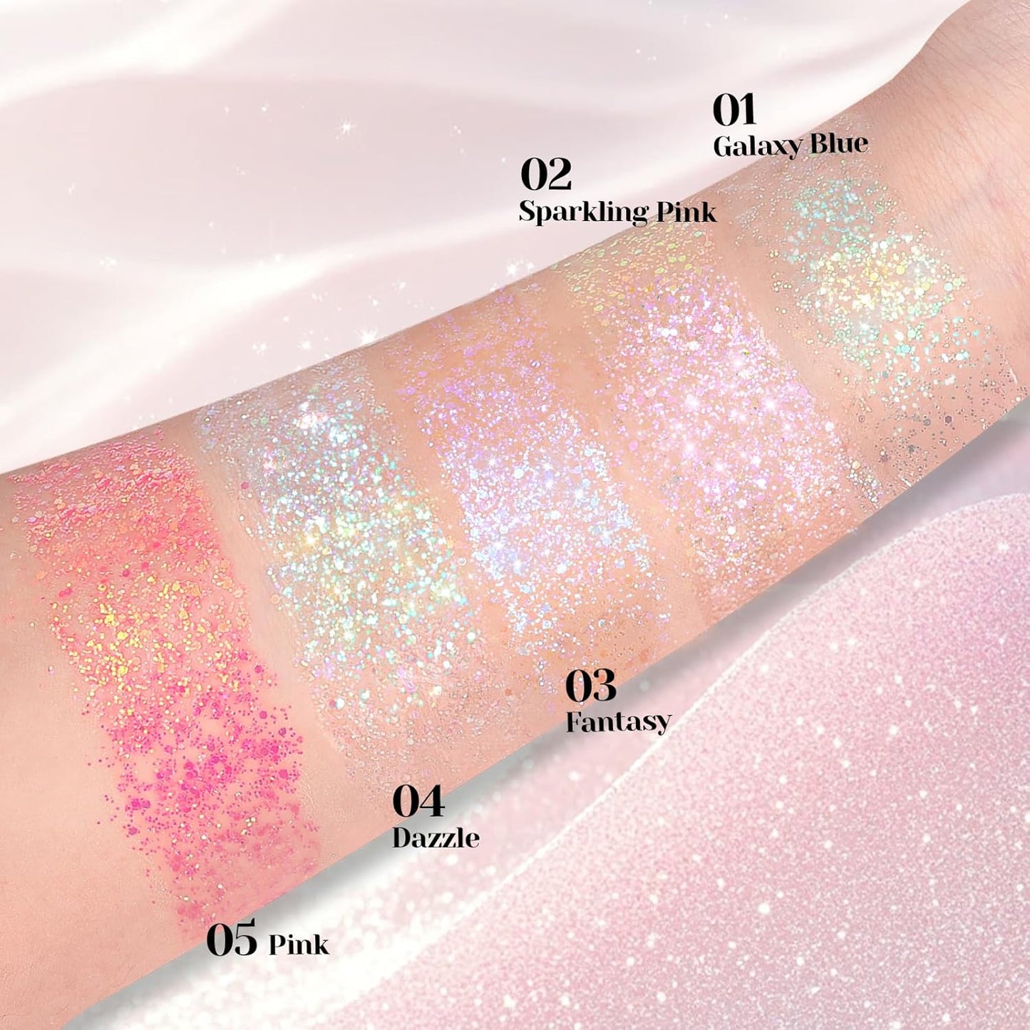 DAGEDA 2 Colors Roll-on Body Glitter, Eye Face Glitter Gel for Festival Outfit Mermaid Accessories,Holographic Color Body Shimmer Makeup Rave Outfits Accessories for Women(02+05)