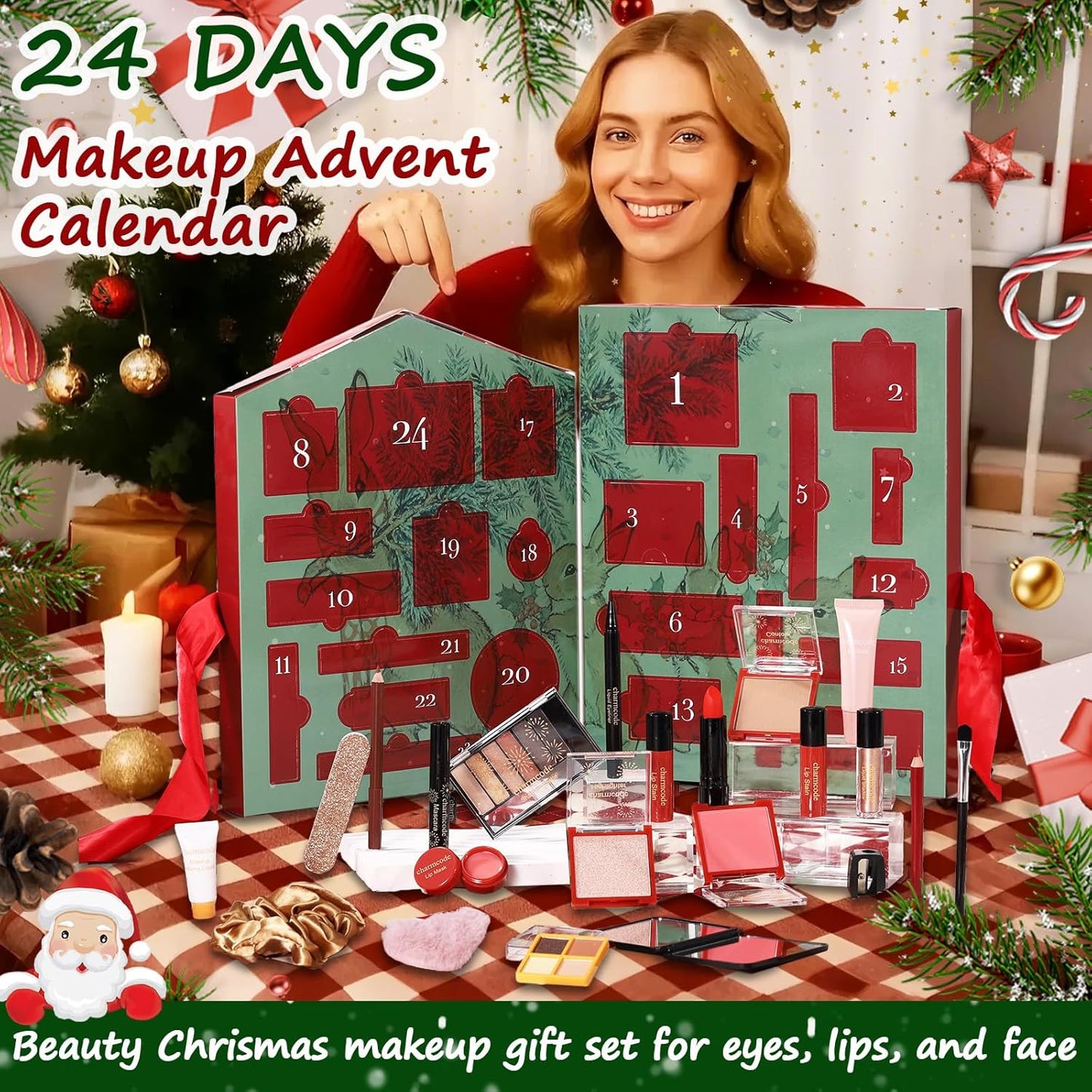 Makeup Advent Calendar 2025, 24 Days Christmas Countdown Calendar Gift Set for Adult Women Teen Girls, Xmas Holiday Beauty & Cosmetic Surprise Make up Kit for Women Full Kit