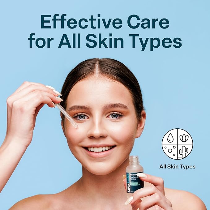 QRxLabs Pure Plant-Based Squalane Oil with Vitamin E (2 oz) - Organic ECOCERT/USDA Certified Squalane from Sugarcane - Moisturizer for Face, Body, Skin & Hair