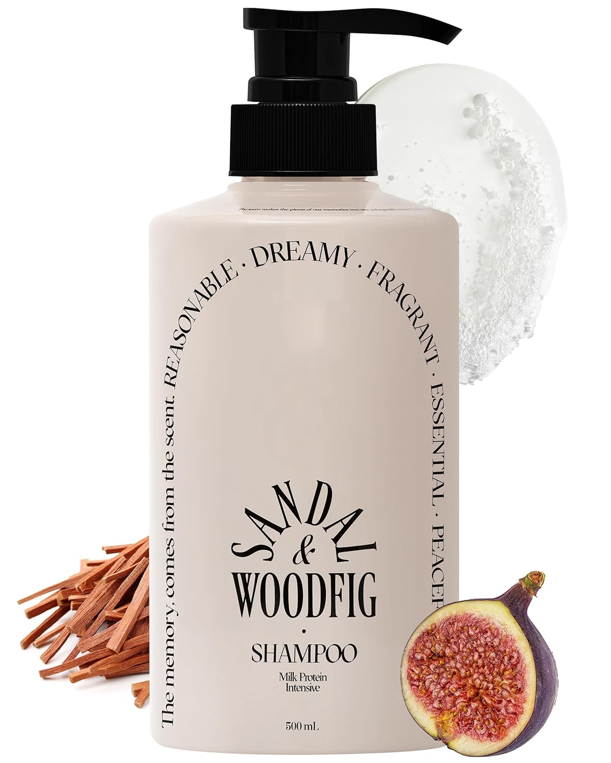 Milk Protein Intensive Korean Shampoo - Volumizing and Hair Loss Relief Perfume Shampoo for Damaged Hair - Cozy Wood & Fig Scent - pH5.5 Scalp Purifying, 16.9 fl.oz.