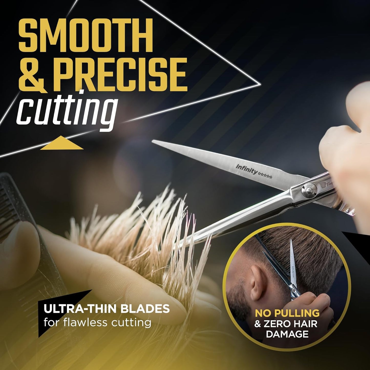 Fagaci Professional Hair Cutting Scissors 5” Super Sharp Thin Blades, 440C Steel for Maximum Precision Hair Scissors for Women & Men, Lightweight Hair Shears for Hair Cutting, Barber Scissors