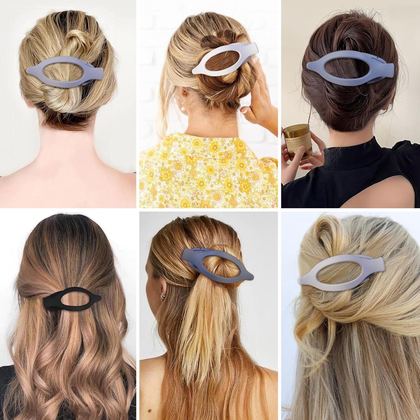 Flat Hair Clip 6 pcs Lay Down Claw Clips Hair Accessories for Women -Grey