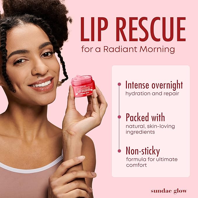 Apple, Pear, Cherry & Mint Lip Mask and Scrub - Dermatologist Tested, Hydrating & Exfoliating, Korean Skin Care, Nourishes, Softens & Brightens Lips - Vegan & Natural - 1 Pack