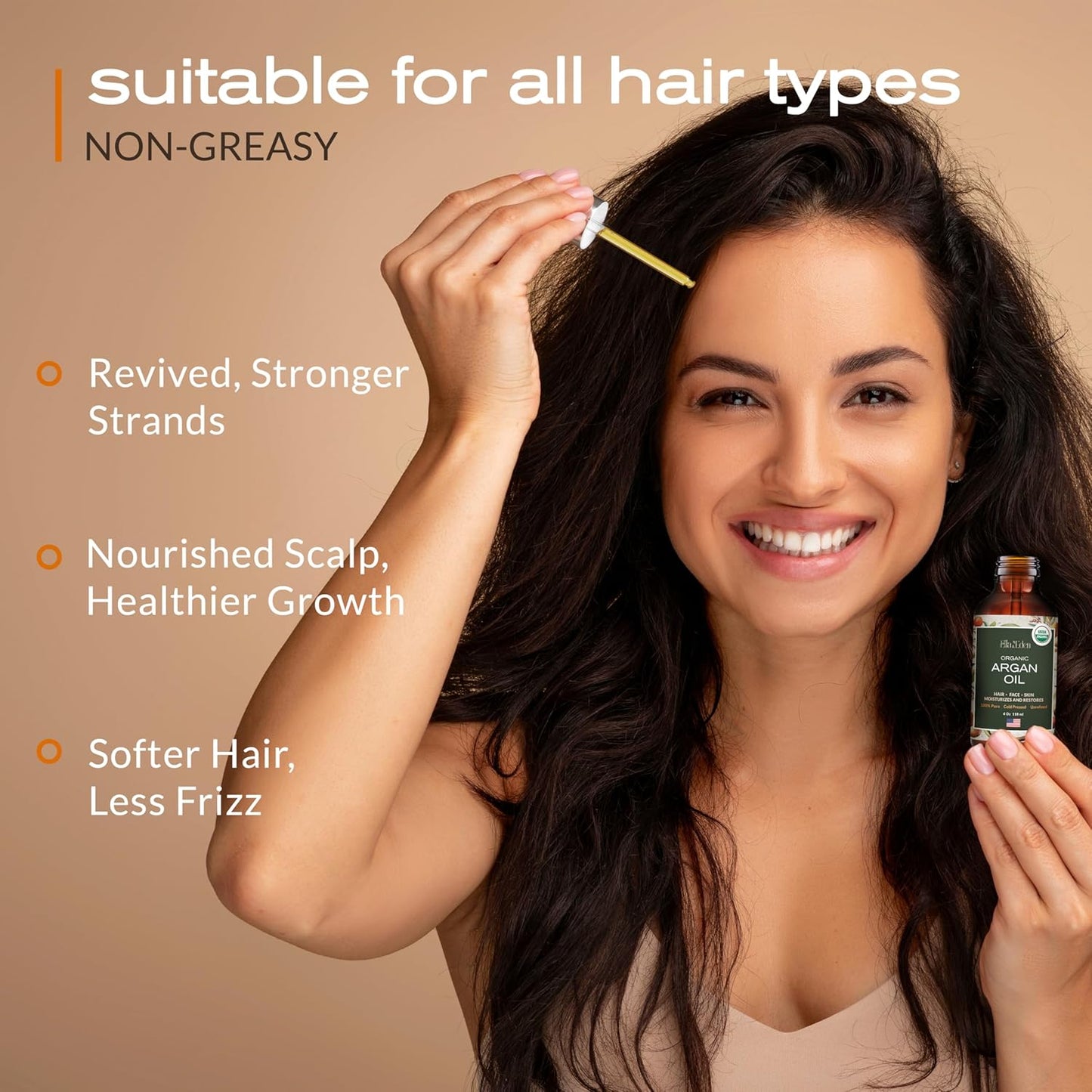 Ella & Eden Organic Moroccan Argan Oil – 100% Pure Cold-Pressed USDA Certified Unrefined – for Hair, Face & Skin – 4 oz Glass Bottle