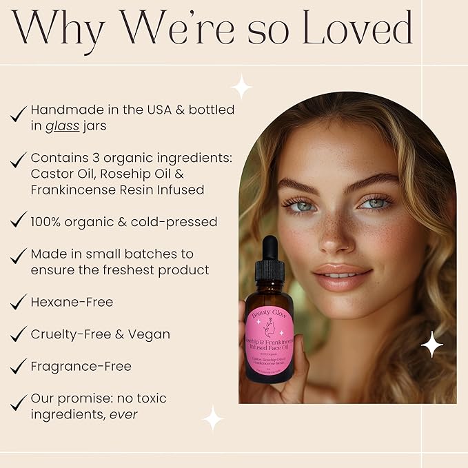Frankincense Resin Infused Organic Castor & Rosehip Oils for Face Age Defying Miracle Facial Moisturizer Cold Pressed Serum Natural Skincare Hydrates Skin Moisturizing 1 Fl Oz