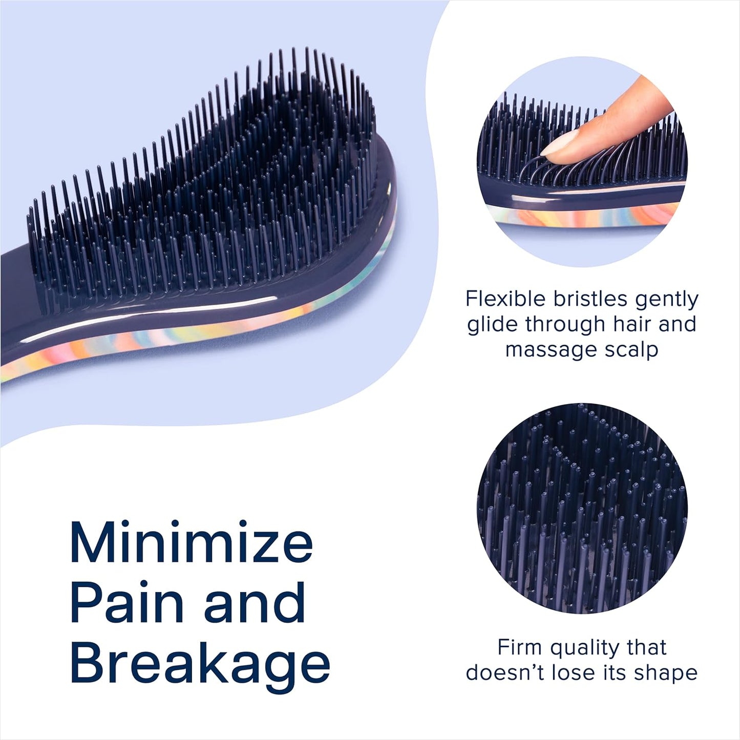 Crave Naturals Glide Thru Hair Brush - Detangler Brush for Curly, Straight, Wet or Dry Hair - Gentle Detangling Brushes for Adults, Kids, Toddlers - Hair Accessories for Women - 7.5x3 Soft Hazy Swirl