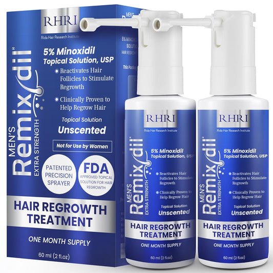 5% Minoxidil for Men Hair Regrowth Spray – Minoxidil Thicker & Fuller Topical Solution for Hair Loss Treatment, Follicle Reactivation - 60 ml (Pack of 2)
