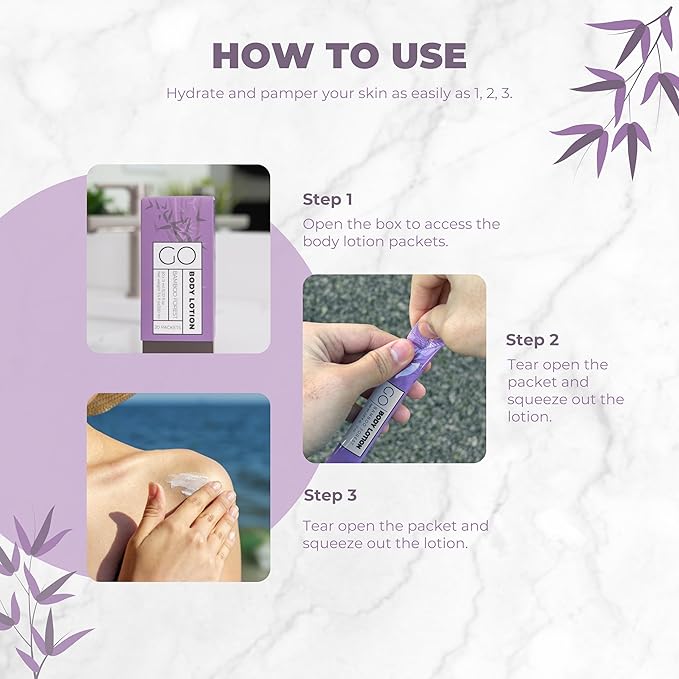 GO Essentials Travel Lotion Packets – Single Use Body and Hand Lotion for Hydrated Skin and Travel Size Toiletries - Bulk Travel Size Lotion Packets. Womens Gift Set, Homeless Supplies Bulk Lotion