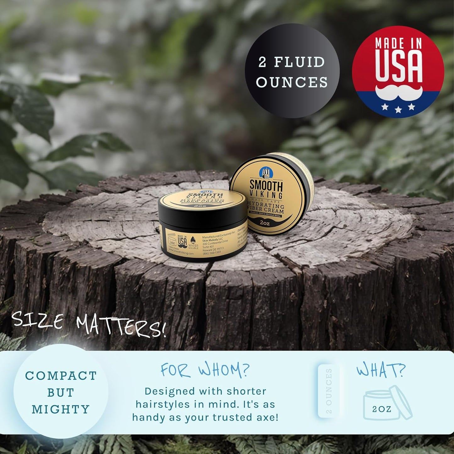 Smooth Viking Hydrating Fiber Cream for Men - Hair Cream for Men, Hair Gel for Men, Mens Hair Products, Mens Hair Paste, Styling Cream Men - Made in USA, 2oz