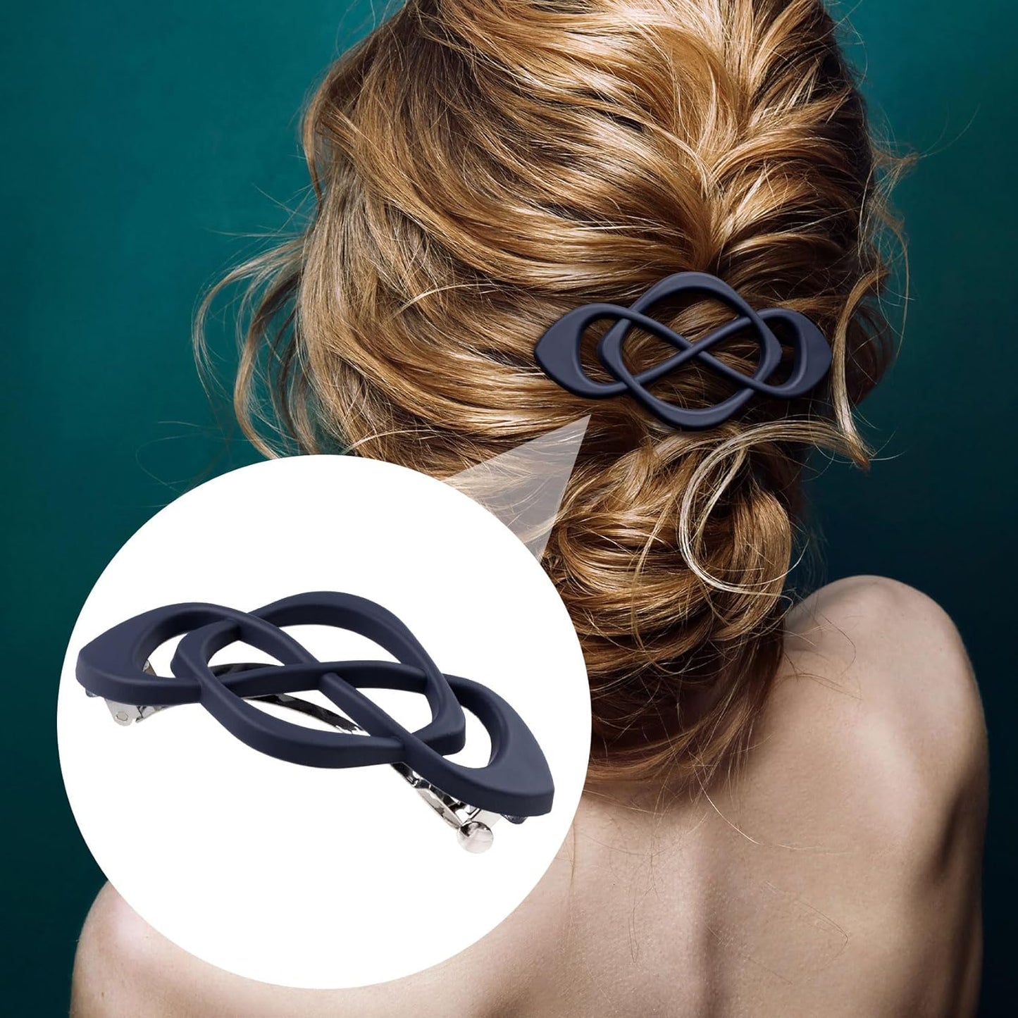 3 Pcs Vintage French Barrette Clips, Decorative Strong Hold Grip Barrette Hair Clip, No Slip Styling French Hair Accessories for Women (Black+Brown+Dark Blue)