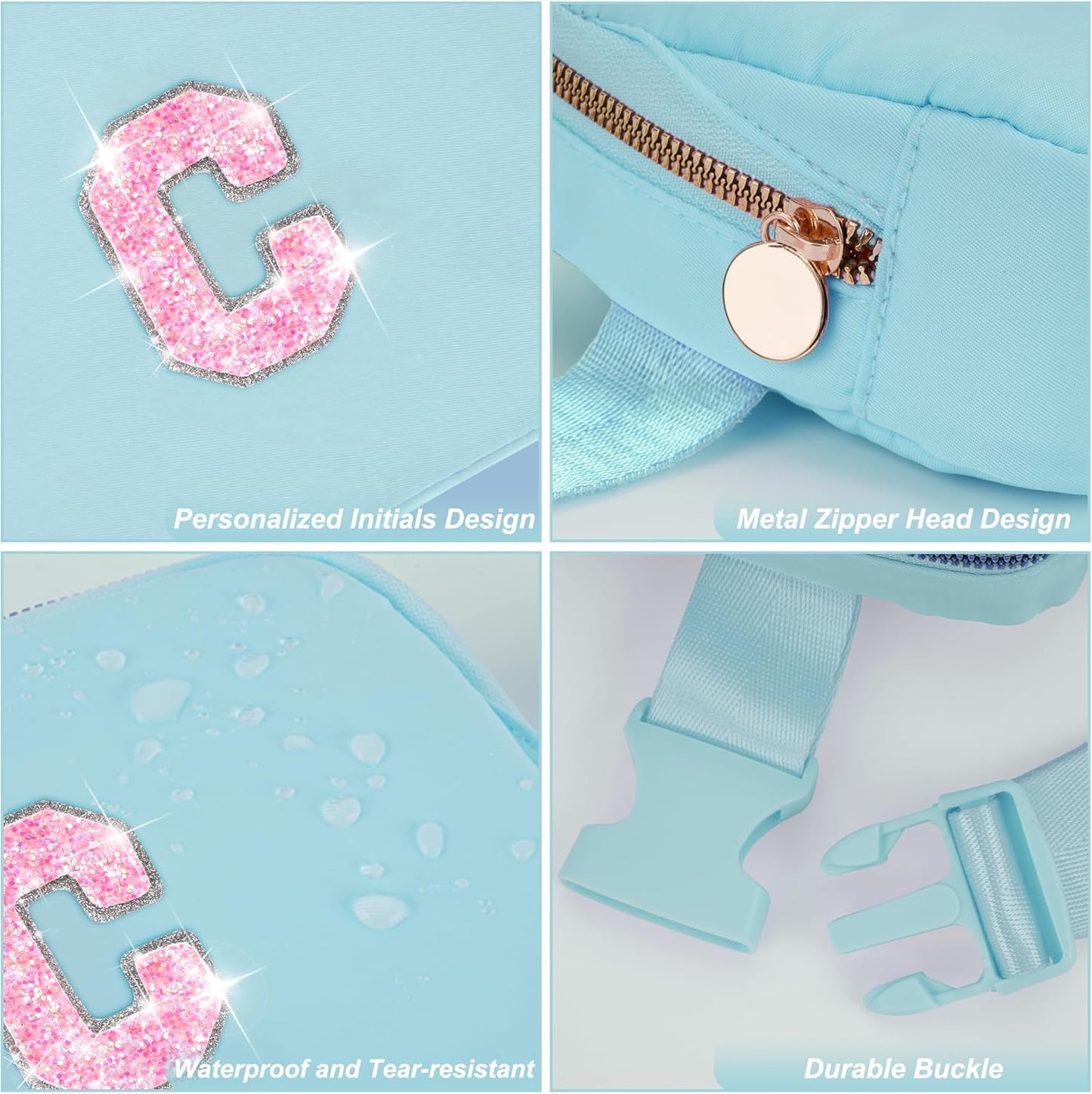 Fanny Pack Belt Bag Crossbody Bags with Initials Letter Patch Trendy Stuff for Teens Cute Stuff Birthday Gifts for Teenager Girls | C,Blue Bag