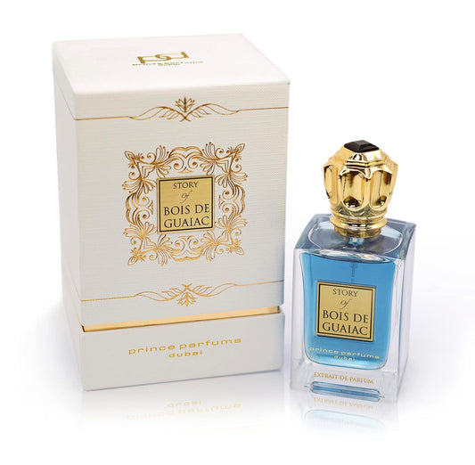 Prince Parfums Dubai - Story of Bois De Guaiac For Men - 3.4 Ounces - Extrait de Parfum - Exquisite Luxury Fragrance Exotic Woods, Amber, Citrus Notes - Refined Sophisticated Scent