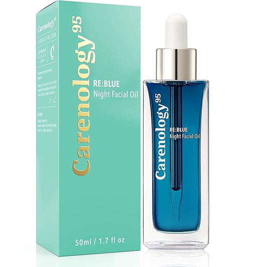 100% Pure Blue Tansy Korean Skincare Carenology Essential Facial Oil Overnight facial Repair for Acne Spot and Scar Treatment, Non-Greasy, Dermatologist Recommended for All Skin Types