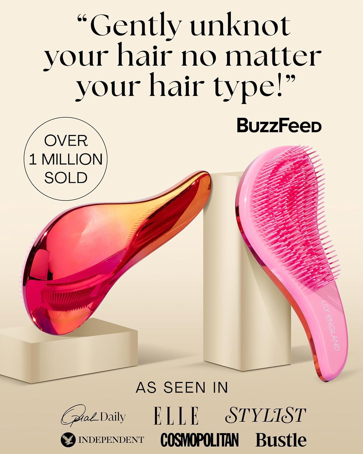 Lily England Detangler Hair Brush for Curly, Thick, Straight & Natural Hair - Gentle Detangling Brush for Women, Kids & Toddlers with Flexible Bristles - Smooth Hairbrush for Wet & Dry Hair, Blue