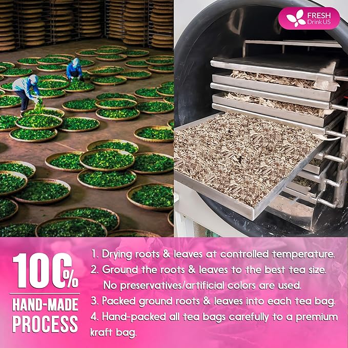 FreshDrinkUS, Premium 75 Marshmallow Root and Leaf Tea Bags, 100% Natural & Pure. Loose Leaf Marshmallow Herbal Tea. Made with Eco-Conscious Tea Bags. No Sugar, No Caffeine, No Gluten, Vegan.