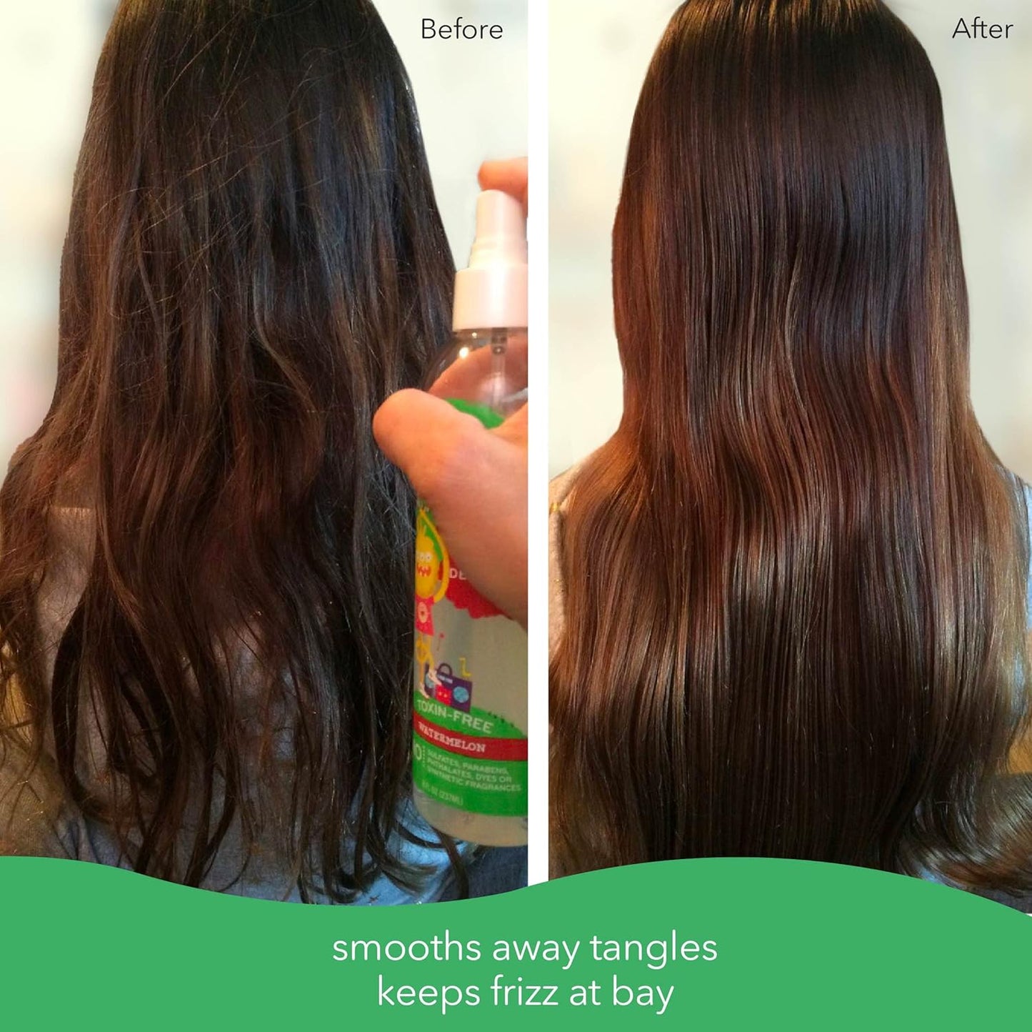 Fresh Monster Kids Detangler Spray, Toxin-Free, Hypoallergenic & Natural, Hair Conditioning Spray for Kids, Coconut (2 Pack, 8.5oz/each)