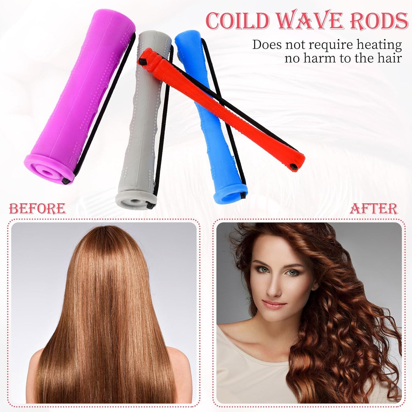 48 Pieces Hair Perm Rods Short Cold Wave Rods Plastic Perming Irons Hair Curling Rollers Curlers with Steel Pintail Comb Rat Tail Comb for Hairdressing Styling Supplies(4 Sizes,4 Colors)