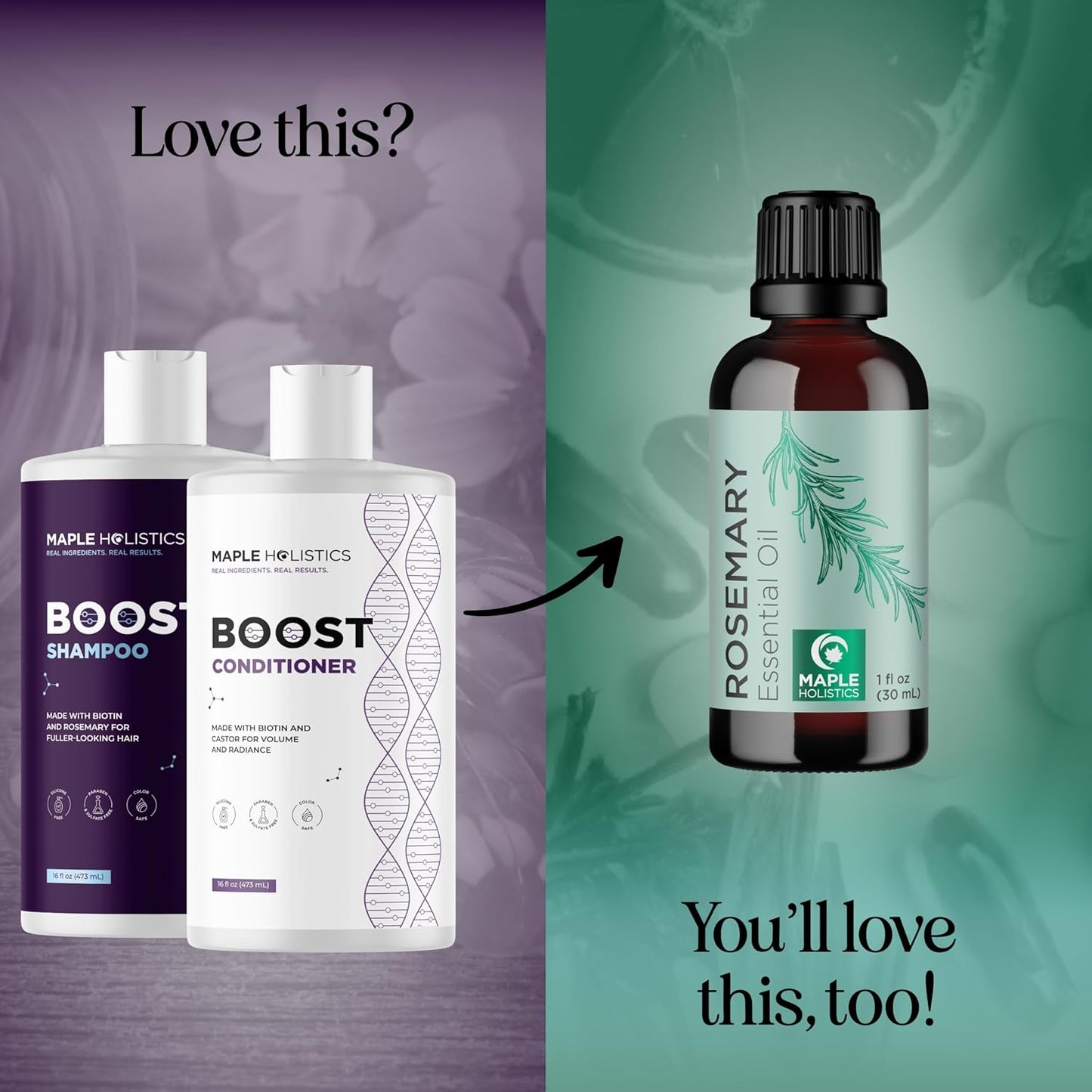 Advanced Biotin Shampoo and Conditioner Set - Sulfate and Paraben Free Shampoo and Conditioner for Thinning Hair with Rice Water Black Castor Caffeine Collagen and Rosemary Essential Oil (16 Fl Oz)