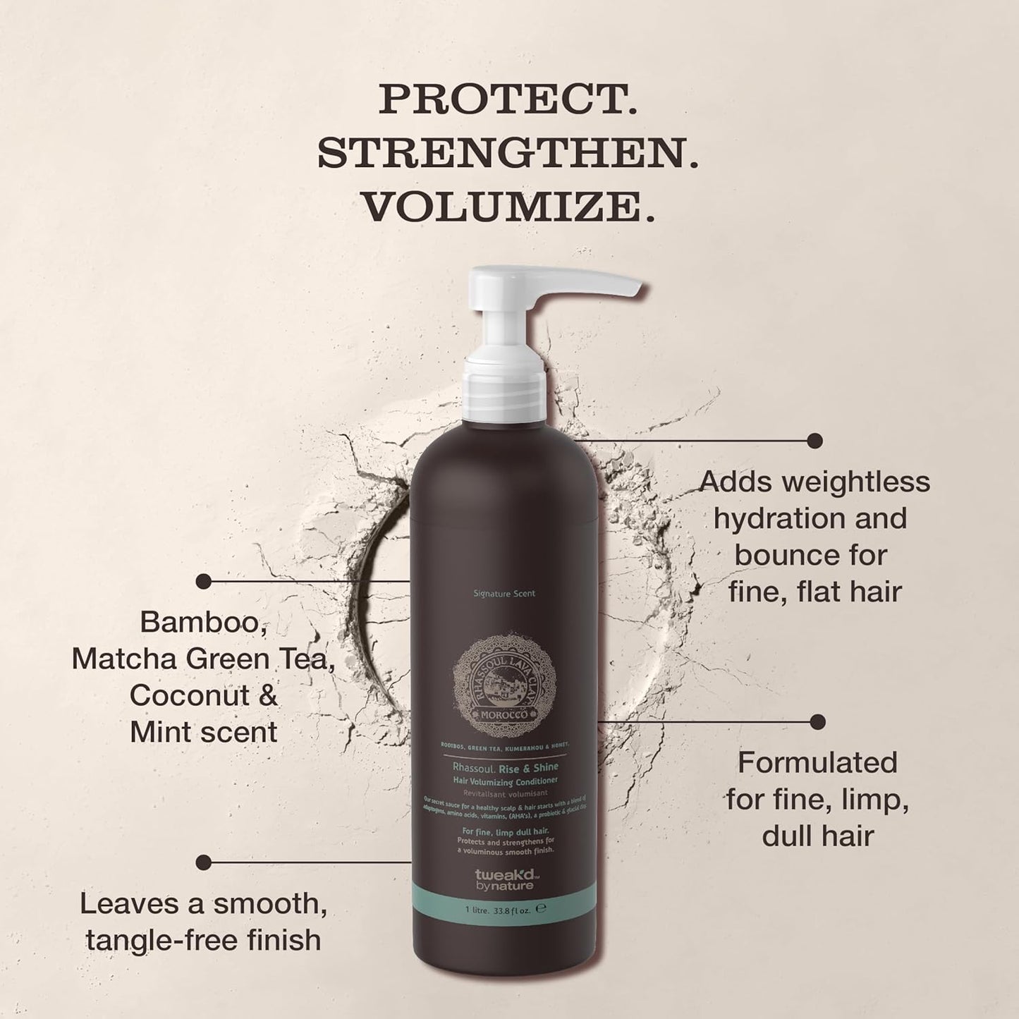 Tweak’d by Nature - Rise & Shine Hair Volumizing Conditioner for Fine Hair, Paraben Free and Sulfate Free Conditioner, Hydrating Hair Care for Soft, Tangle-Free Finish (33.8 ounces)