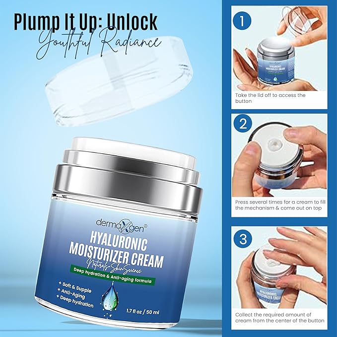Hydrating Booster Antiaging Moisturizer Cream, with Hyaluronic Acid, Improves Skin suppleness, Wrinkles, Elasticity and Balance Moisture Day & Night for All Skin Types