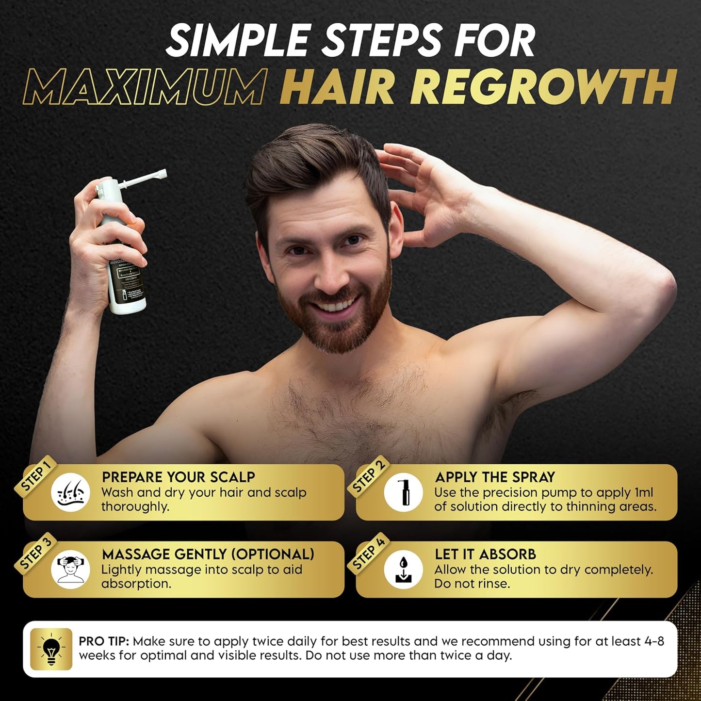 Elevate Hair Regrowth Treatment 5% Minoxidil Spray for Men - Clinically Proven Formula Fast Absorbing for Hair Loss and Growth Unscented Topical Hair Spray for Thinning & Balding Hair - Made in USA