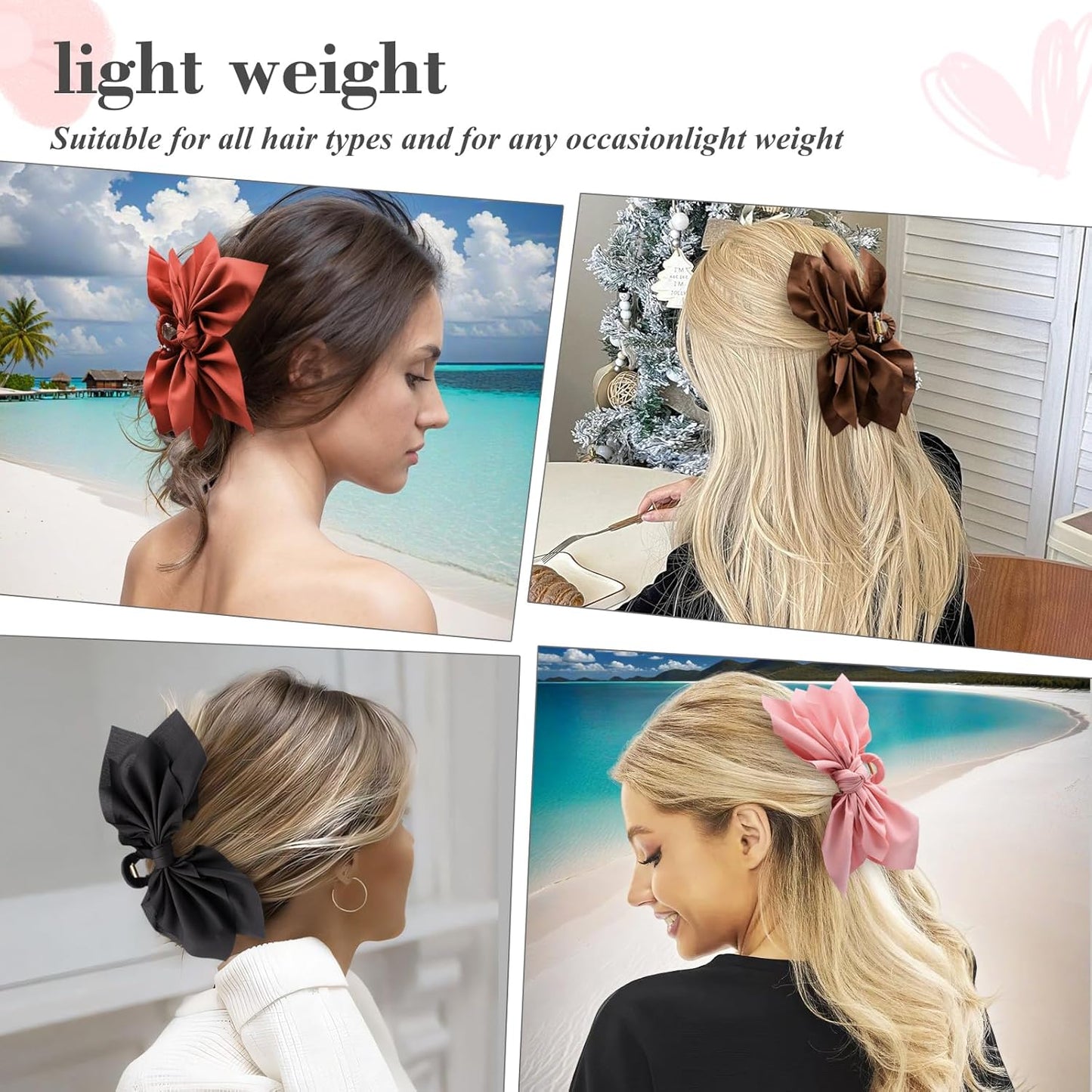 Bow Claw Clips Bow Hair Clips 4PC Big Hair Bows for Women Butterfly Styling Large Hair Clips for Thick Hair for Girls Hair Accessories for Teen