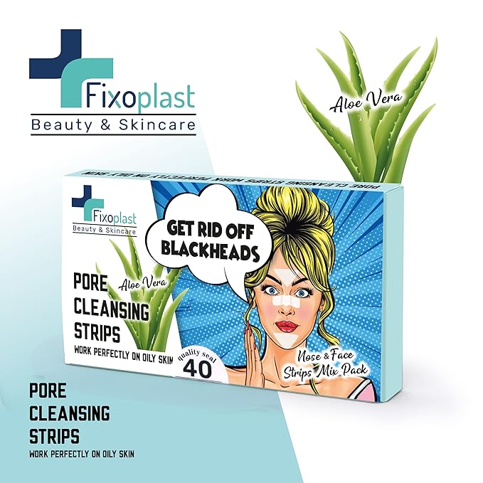 Nose Pore Strips with Aloe Vera, Blackhead Remover Strips, Beauty & Skincare, Cleansing, For All Skin Types, Dermatologically Tested, For Nose, Chin & T-zone, Pack of 40pcs,