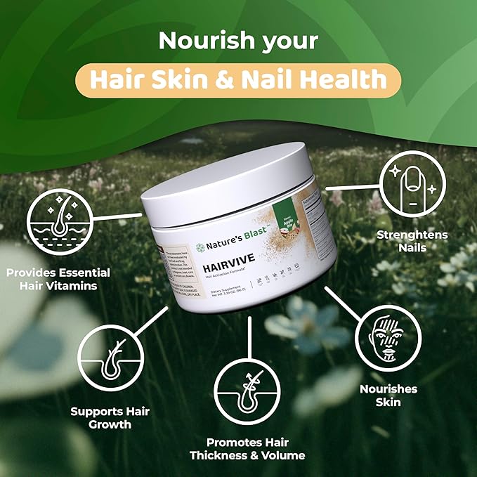 HairVive Hair Supplements for Hair Growth - Hair Vitamins for Women & Men - with Biotin, Collagen, Keratin, Hyaluronic Acid, Zinc, Selenium & More - 3.39 Oz - 30 Servings - Apple Pie Flavor