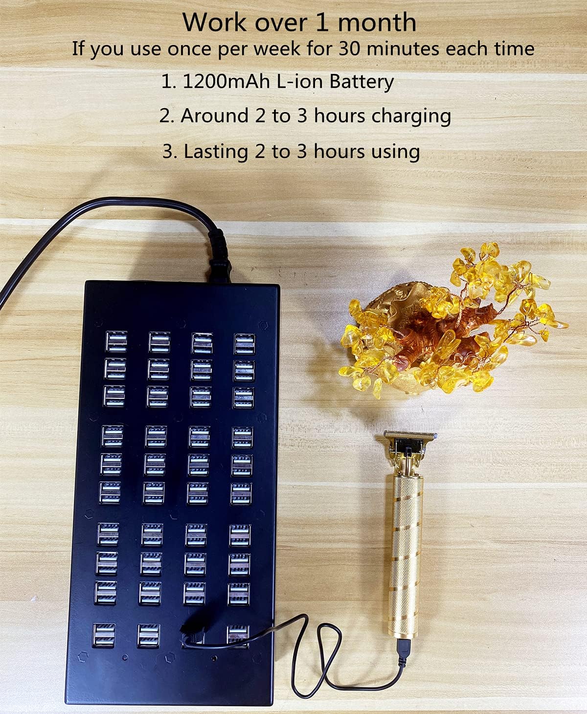 Pro T Clippers, Electric Li Trimmer, Cordless Rechargeable, Professional Bald Headed USB Rechargeable Trimmer for Men (Gold)