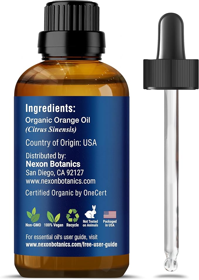 Organic Orange Essential Oil 30 ml - Pure, Natural Sweet Orange Oil for Diffusers, Aromatherapy & Skin Care - Undiluted, Cold Pressed Citrus Oils - Nexon Botanics