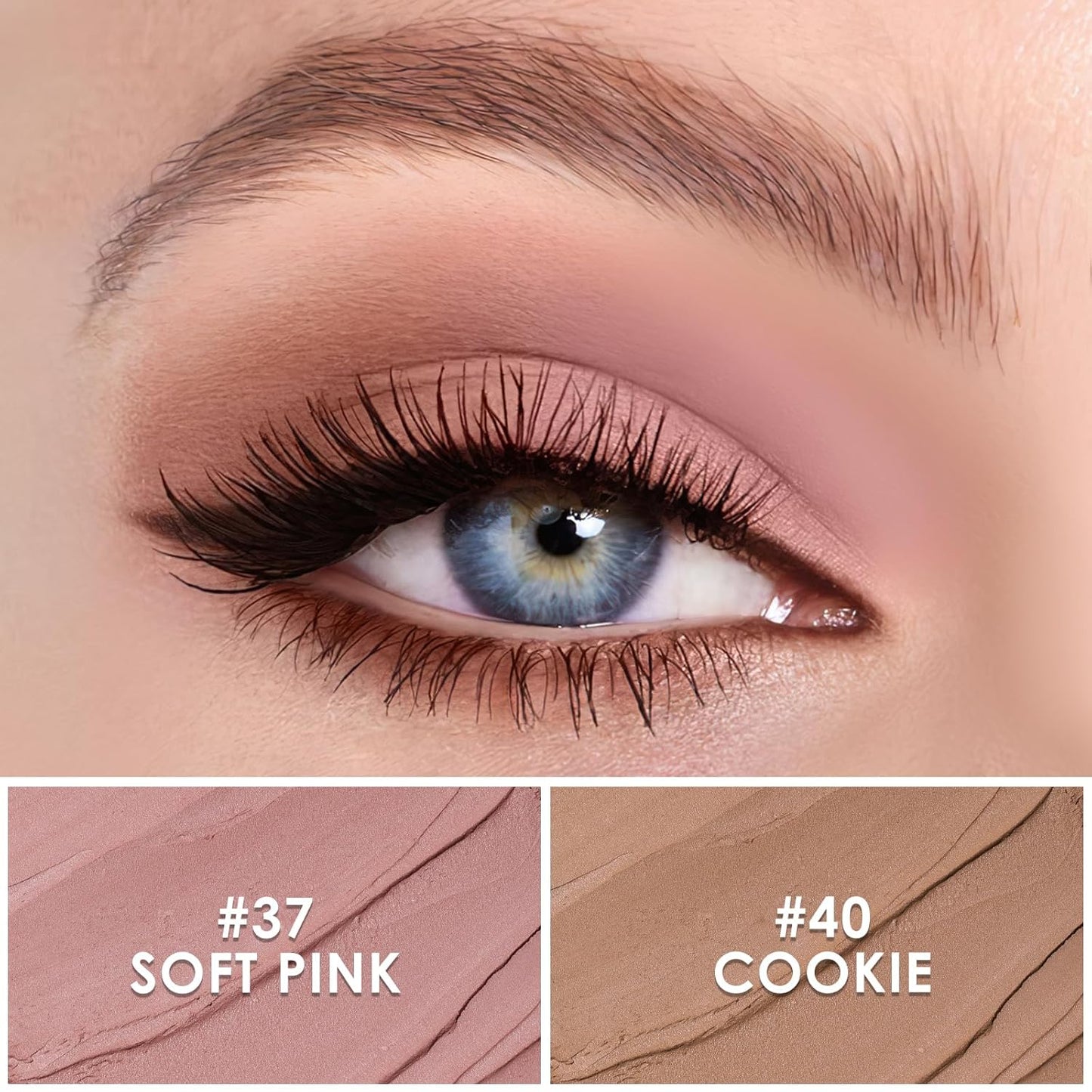 FOCALLURE 2 Pcs Cream Eyeshadow Stick,Brightener Eyeshadow Pencil Crayon,Highlighter Eye Shadow Stick Sets with Crease-proof Formula,Long Lasting Waterproof Eye Shadow Make Up,Mocha Pink