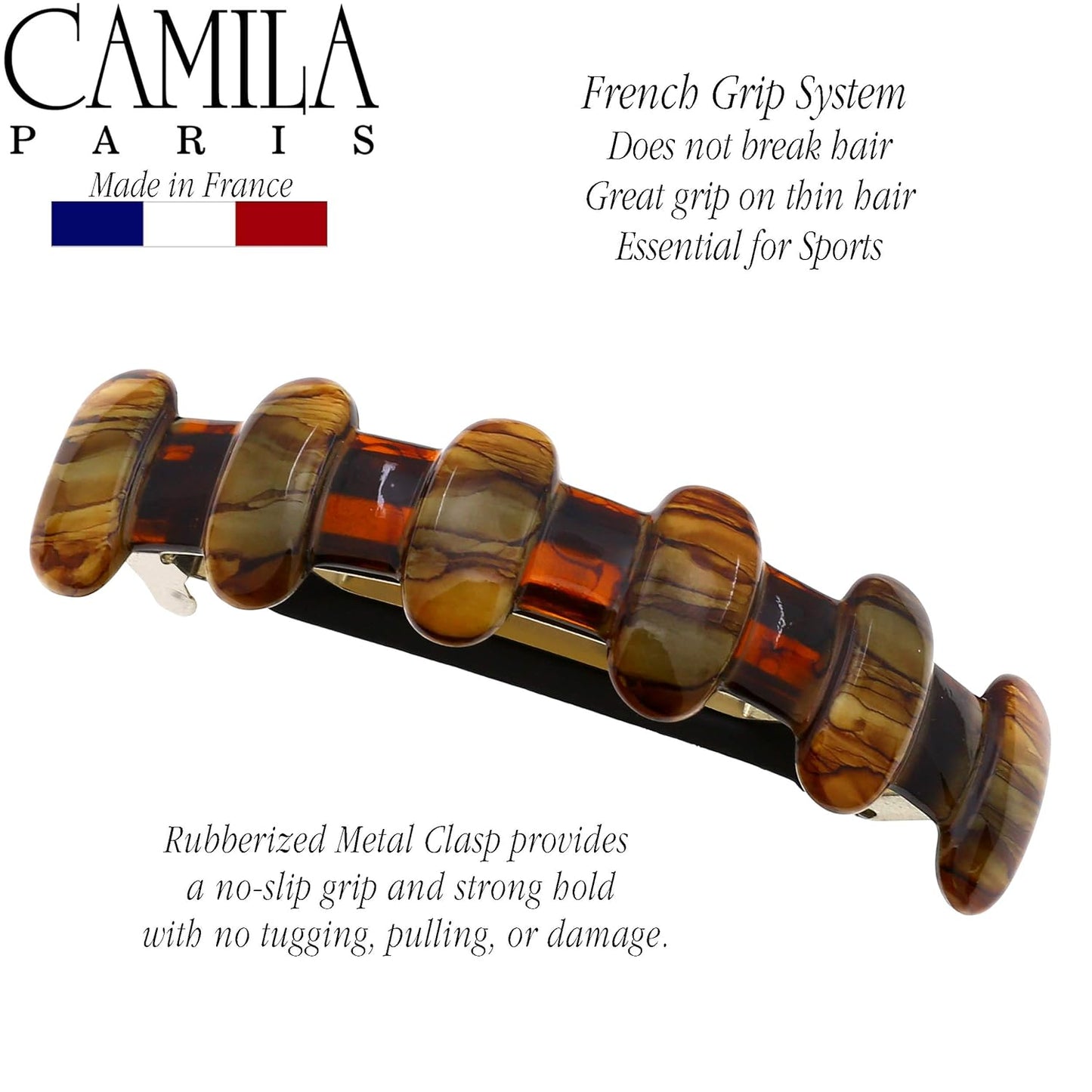 Camila Paris MP802 French Hair Barrette Clip for Girls for Thick Curly Wavy Long Hair, Strong Hold Grip Hair Clips for Women, Automatic, No Slip Durable Styling Girls Hair Accessories, Made in France