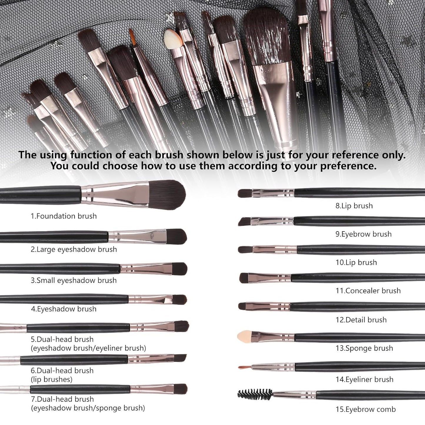 UCANBE Baked Eyeshadow Palette with 15PCS Brushes Makeup Set, 16 Color Natural Nude Matte Shimmer Metallic Eye Shadow Make Up Pallet for Women Girls, High Pigmented Long Lasting Waterproof