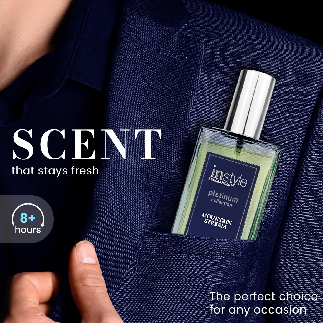 Instyle Fragrances Platinum Collection Mountain Stream, Premium Men’s Eau de Parfum, CLEAN, Vegan, Paraben-Free, Never Tested on Animals, 3.4 Fluid Ounces