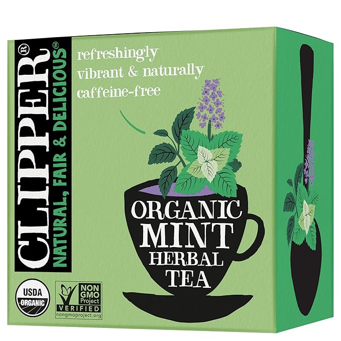 Clipper Tea Mint Herbal Teabags – Caffeine Free, USDA Organic, Great Hot or Iced – Refreshing, Natural, Fair & Delicious – 50 Tea Bags