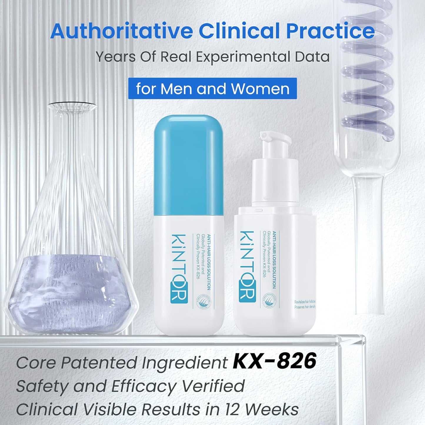 0.5% KX-826 Hair Growth Spray DHT Blocker Hair Thickening Regrowth Treatments,Oil Control Hair Loss Reduction 3-6 Months New Hair Visible,Hair Growth Products Men&Women-3 Month Supply 180ml