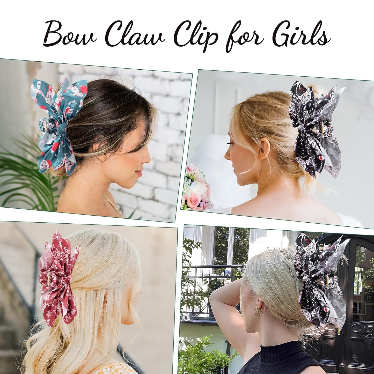 Bow Hair Clips Black Green Red 3PCS Big Bows for Women Butterfly for Styling Large Clips for Thick Hair for Girls Accessories for Women