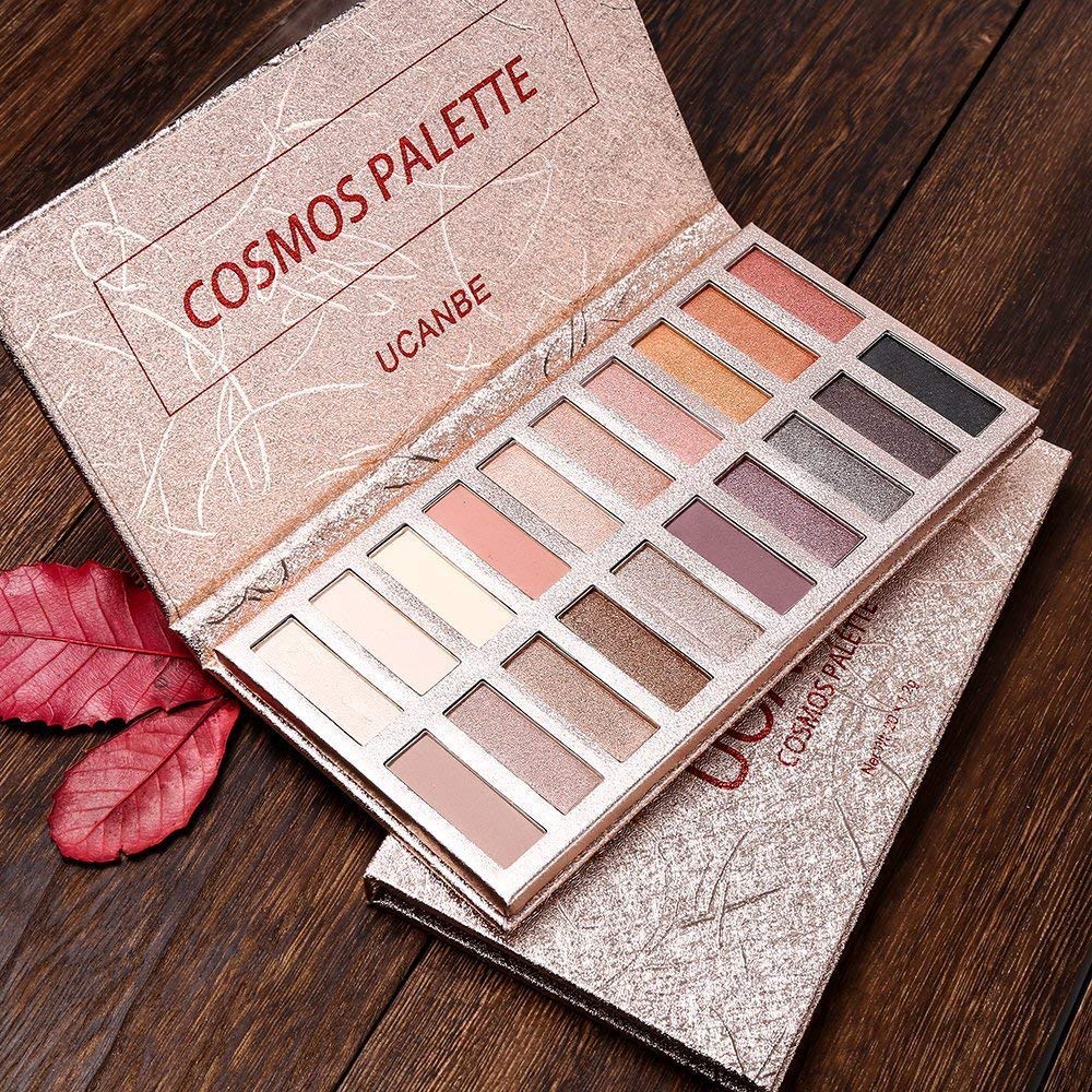 UCANBE 20 Colors Nude Eyeshadow Palette, High Pigmented Shimmer Matte Metallic Eye Shadow Pallets, Long Lasting Blendable Neutral Smokey Warm Bronze Eye Makeup