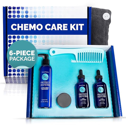 RemeVerse Chemo Care Kit - 6-Piece Clinically-Based Skincare and Haircare Set for Chemotherapy Patients, Featuring Hair Serum, Moisturizer Lotion for Face & Body, Fragrance-Free, Made in the USA