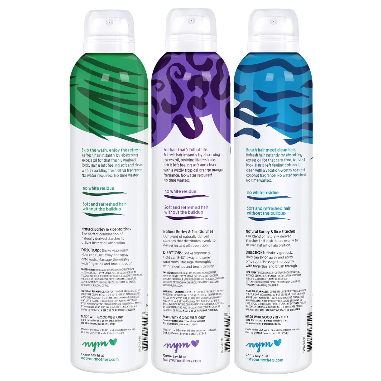 Not Your Mother's Dry Shampoo Spray Signature Assortment (3-Pack) - 7 oz Each - Clean Freak, Plump for Joy & Beach Babe - Instantly Absorbs Oil & Extends Style Life for Refreshed Hair