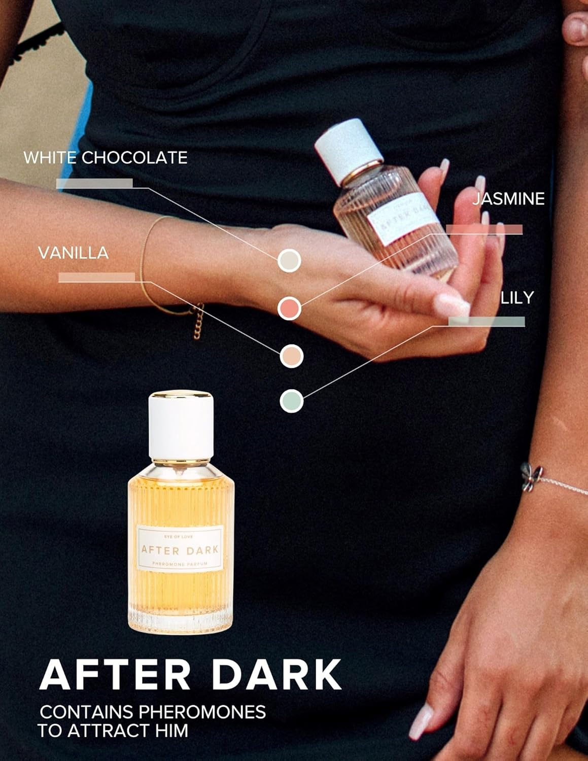 Eye of Love After Dark Pheromone Perfume for Women - Sultry Scent Cologne with Jasmine Vanilla White Chocolate - Long Lasting Plant-Based Fragrances - Bold Scent for Her - 50ml/1.6fl oz