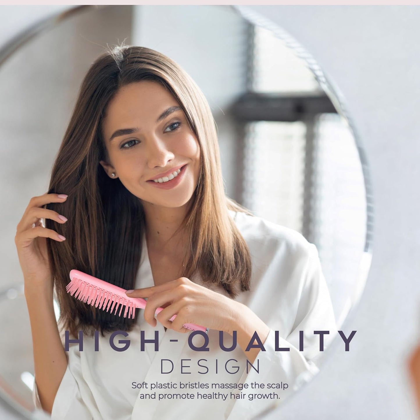 Crave Naturals Detangling Hair Brush - Vented Cushion Curly Hair Brush with Gentle Bristles for Wet or Dry Hair - Lightweight Wet Brush for Adults, Kids, and All Hair Types - 8.9x3.2x1.4-Inch (Pink)