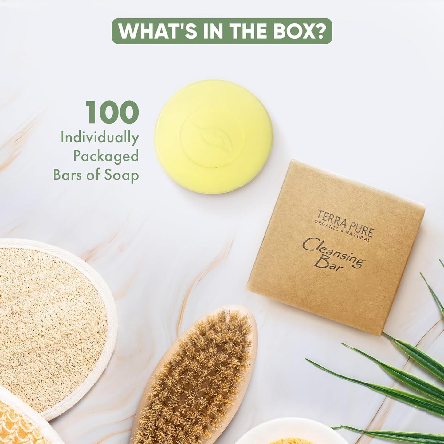 Terra Pure Boxed Bar Soap, Travel Size Hotel Amenities, 1.5 oz (Pack of 100)