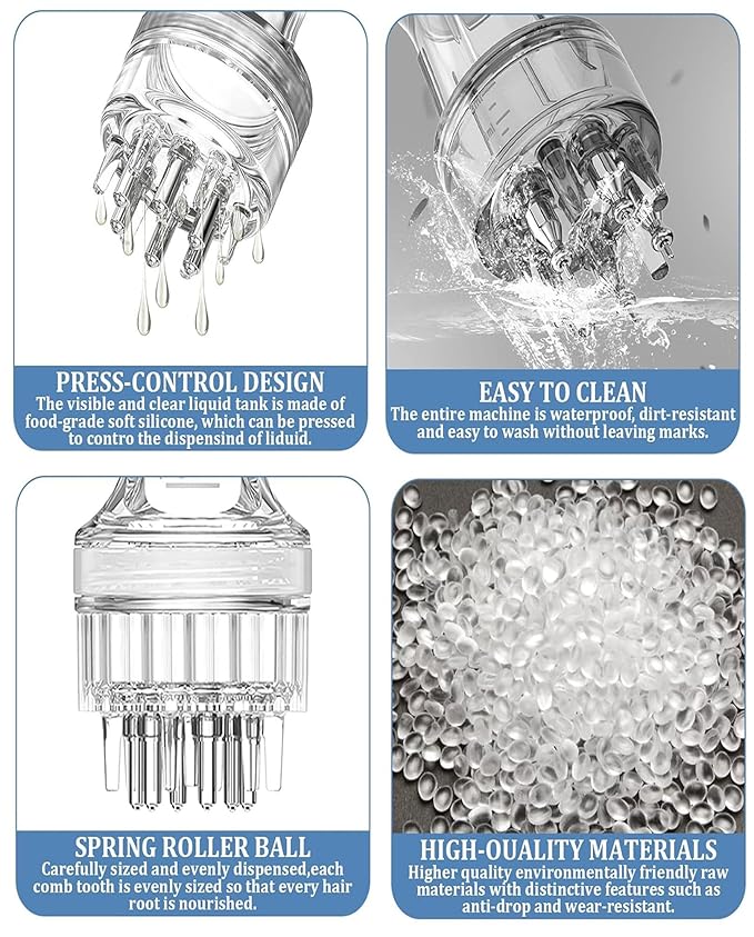 2 pcs Hair Oil Applicator for Scalp Oil Applicator for Scalp,Oil Comb/Scalp/Hair Applicator, Small Minoxidil Brush Scalp Applicator(Transparent)