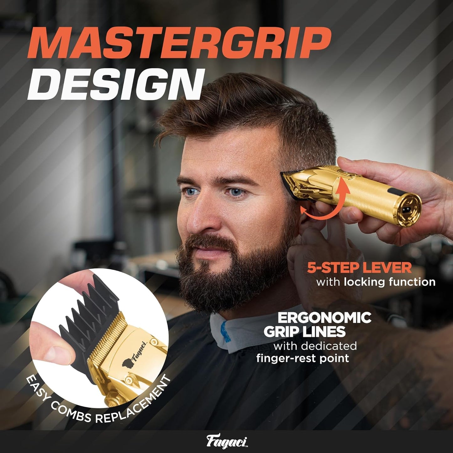 Fagaci Hair Clippers for Men Professional with Precise Cutting, Turbo Power Professional Barber Clippers Cordless, Powerful Motor Fade Mens Hair Clipper Set, Precision Blades Haircut Machine Kit