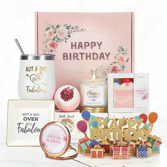Birthday Gifts for Women Who Have Everything, Birthday Baskets Kit Set for Women, Happy Birthday Gifts Ideas for Her, Mom, Mother, Sister, Female Best Friends, Coworkers, Daughter, Unique Gifts Boxes
