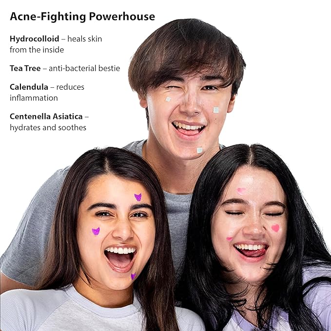 Frilliance Pink Heart Shaped Hydrocolloid Acne Pimple Patches for Zits and Blemishes (36 Count, 2 Sizes) Spot Treatment Stickers for Face & Skin, Vegan and Cruelty Free