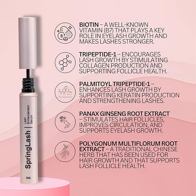 Eyelash Enhancement Serum with BIOTIN - Lash Enhancer For Longer, Fuller Eyelashes - Organic & Vegan Eyelash Enhancer - Cruelty Free - Eyelash & Eyebrow Conditioner [0.10 fl. oz/3ml]