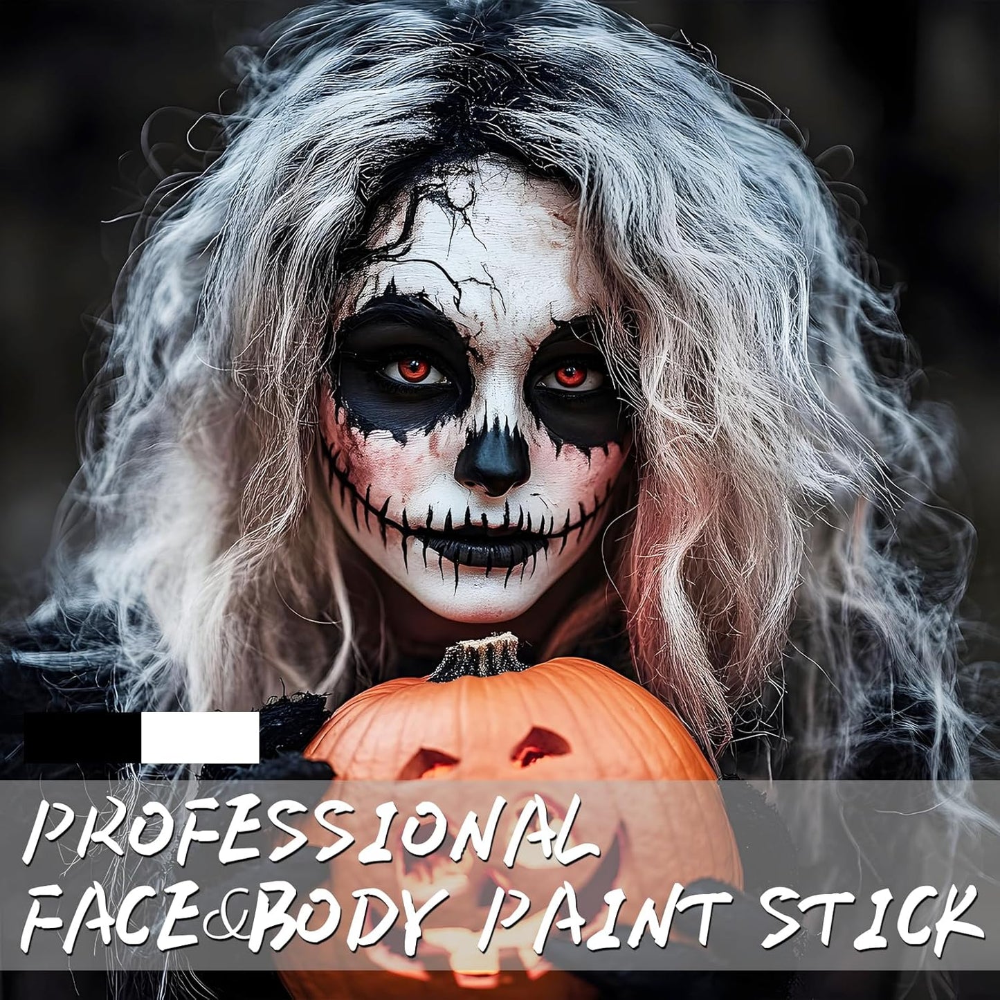 Black Face Body Paint Stick, Football Baseball Eye Black Stick, Waterproof Full-Coverage Face Makeup for Halloween Zombie Clown Vampire Skeleton Skull Joker Cosplay Makeup